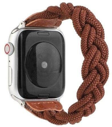Elastic Woven Watchband For Apple Watch Series 7/6/SE/5/4/3/2/1 42/44/45mm Coffee