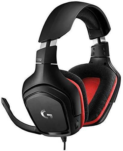 Logitech G332 Wired Gaming Headset, Stereo Audio, 50 mm Audio Drivers, 3.5 mm Audio Jack, Flip-To-Mute Mic, Rotating Ear Cups, Lightweight, Pc/Mac/Xbox One/Ps4/Nintendo Switch - Black/Red