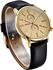 Weide WH3302 Men's Watch Quartz Analog Calendar Display With Leather Band - Gold