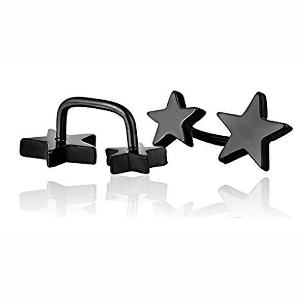 Generic Black Stars Titanium Ear Studs Piercing Jewelry