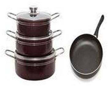 Master Chef Cookware Set-- Non Stick Pot Set (3 Pieces + Frying Pan