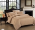 Hotel Stripe Comforter 6 PCS Set Cotton Satin 200 TC By Cannon, King Size, Brown