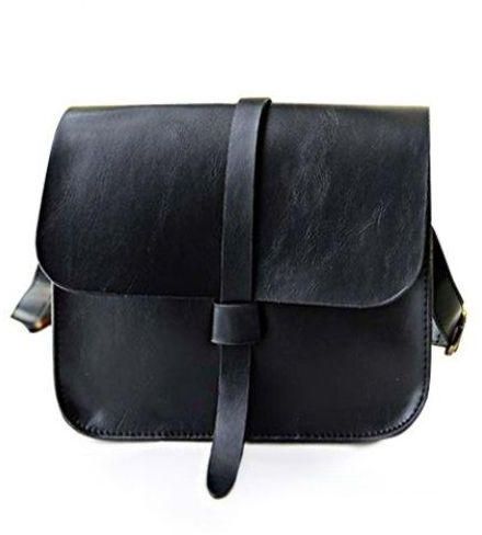 FSGS Black Vintage Style Solid Color And PU Leather Design Women's Crossbody Bag 923