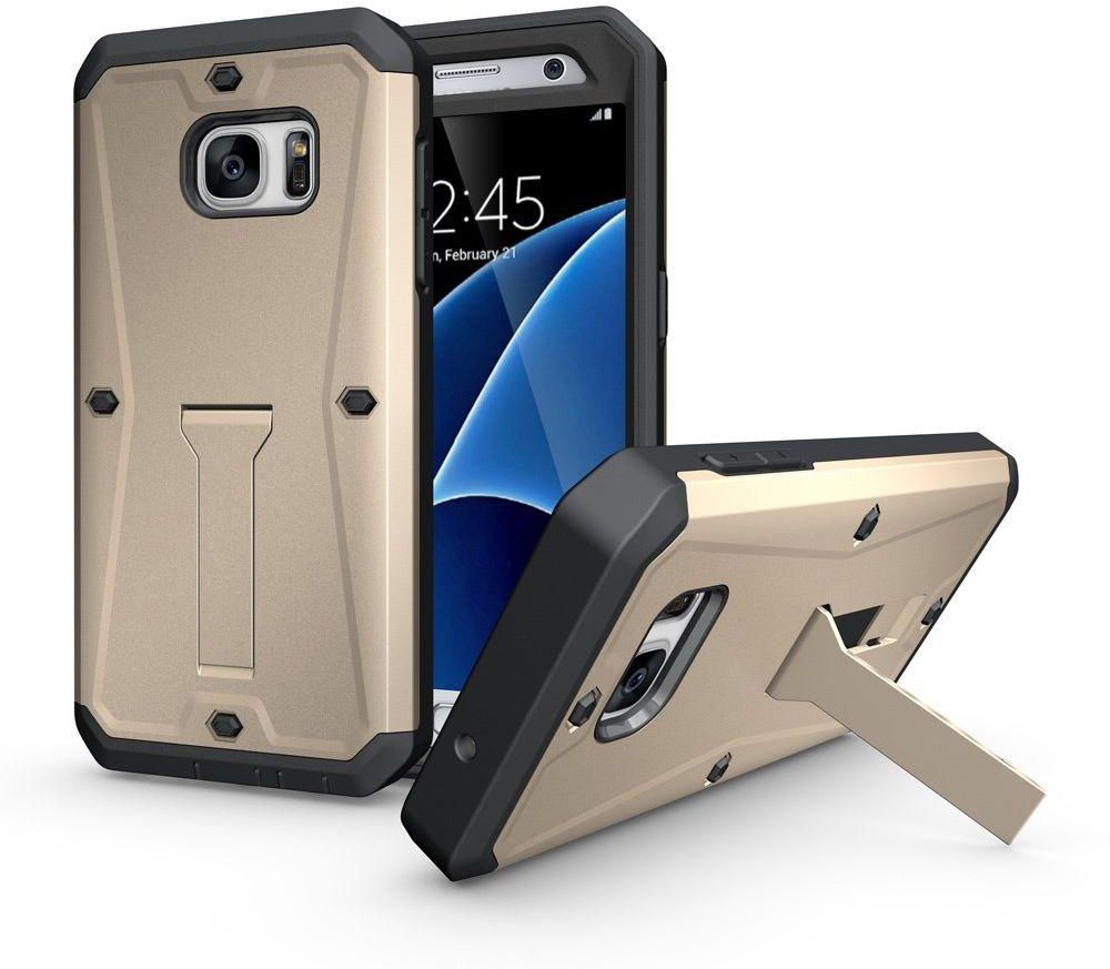 Samsung Galaxy S7 G930 - Dust-proof Leather Kickstand Case - Gold