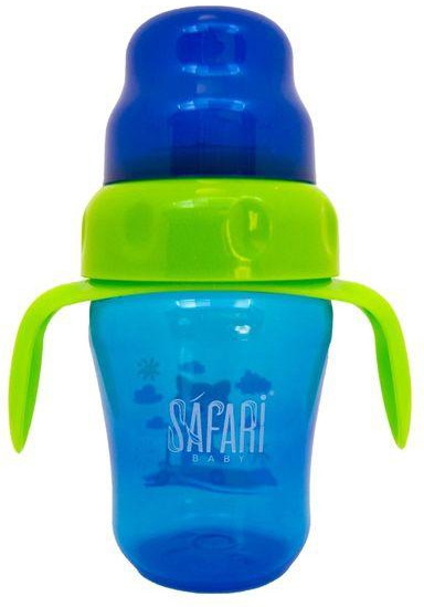 Baby Safari كوب الأطفال مزود بماصة سيليكون بمقابض - 210مل - أزرق