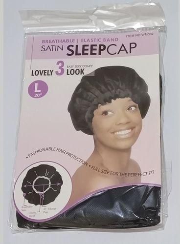 Fashion NukiBell 20" Large Satin Sleep Cap Elastic Band Breathable Sleeping Hair Bonnet