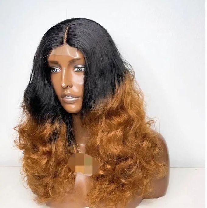 Ombre Long Bouncy Curly Hair Wig With Closure