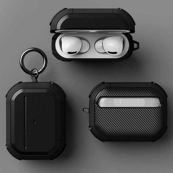 AirPods Pro 2 Case Cover With Keychain Rugged Armor - Black