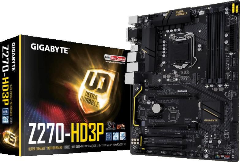 Gigabyte Intel Support for 7th and 6th gen, 4 x DDR4 DIMM sockets, LGA 1151, ATX Motherboard | GA-Z270-HD3P