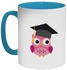 Graduation Owl Printed Coffee Mug Blue/White/Pink 325ml