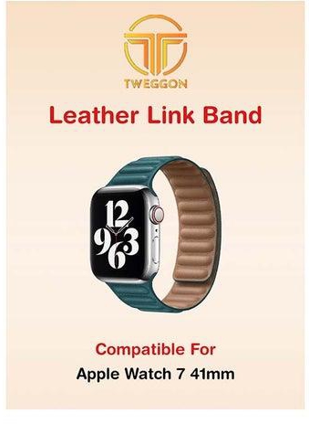 Replacement Leather Link Apple Watch Band for 41/40/38mm Green