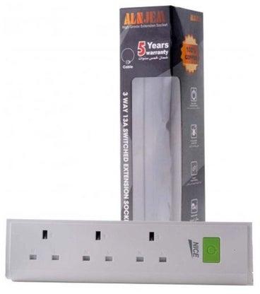 3-Way 13A Switched Extension Socket White/Green