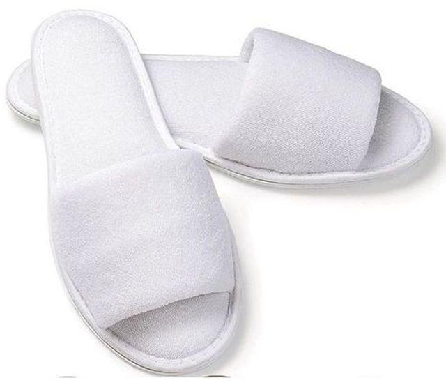 10 Pairs Of White Disposable Slippers Toweling Hotel Slippers SPA Slippers Guest Slipper White