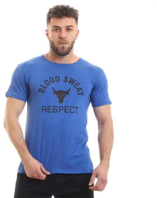 Izor Summer Short Sleeves Bull Printed T-Shirt - Blue
