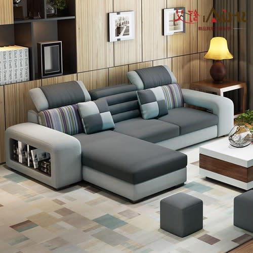 Livingroom Furniture - Bram 4 Seater Set + Table - Grey - R Shaped