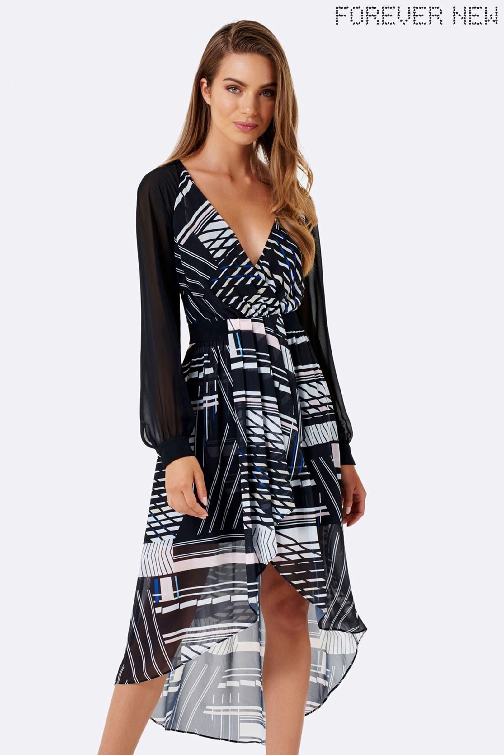 Forever New Wrap Front Stripe Dress