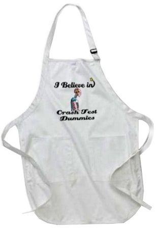 I Believe In Crash Test Dummies Printed Apron With Pockets White multicolor 20x30cm