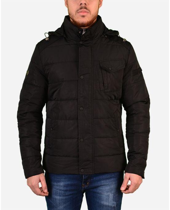 Town Team Hooded Zipped Up Jacket - Black