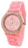 Bluelans Women Fashion Candy Color Sweet Cute Geneva Silicone Strap Quartz Wrist Watch-Pink