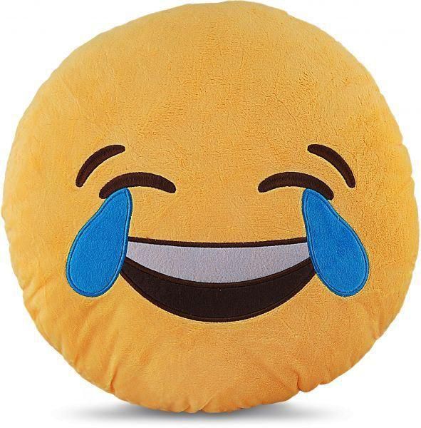Kidcia Emoji Smiley Emoticon Yellow Round Cushion Pillow, Crying 35 x 35 cm