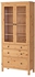 HEMNESGlass-door cabinet with 3 drawers, light brown