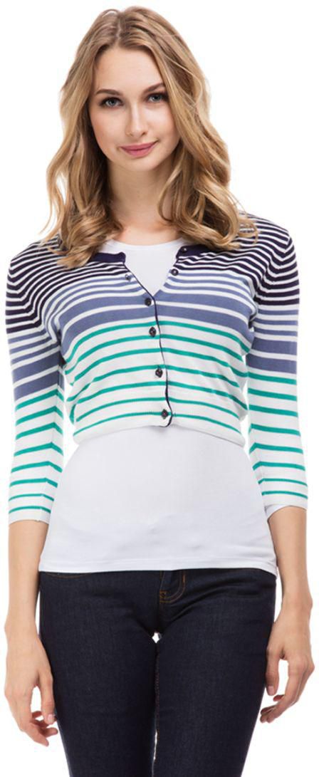 Cropped Striped Cardigan Blue/Green