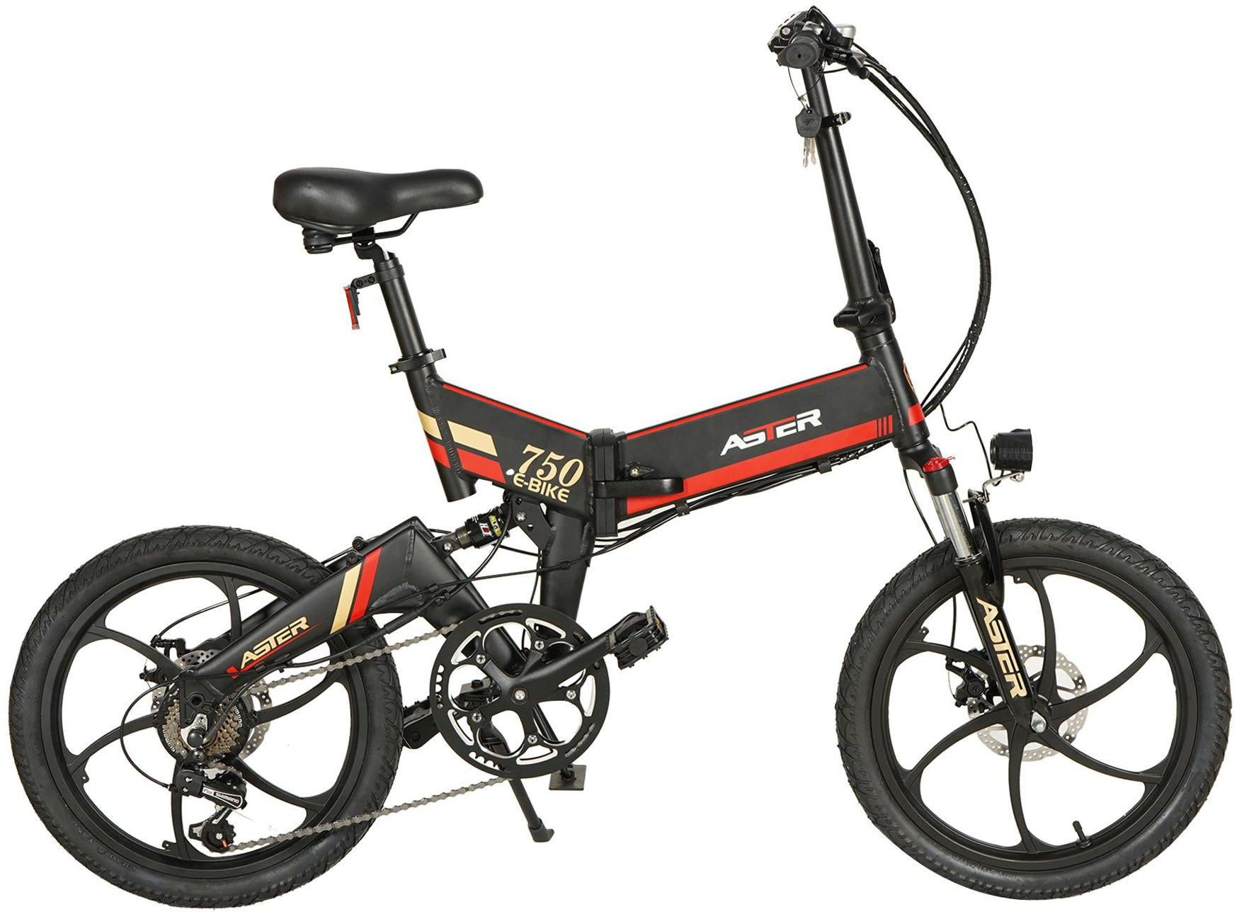 Aster Electric Multi-purpose Bicycle with 7 Gear, 20 Inch - Red & Black