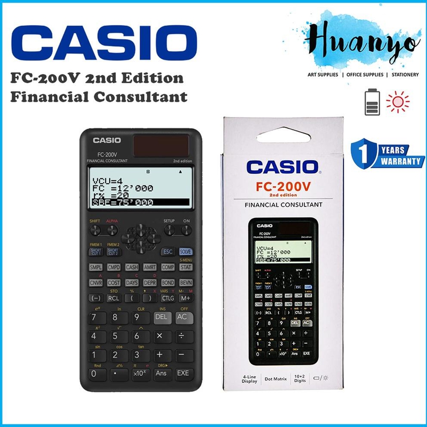 Casio Financial Consultant Calculator FC-200V 2nd Edition (4-Line Display)
