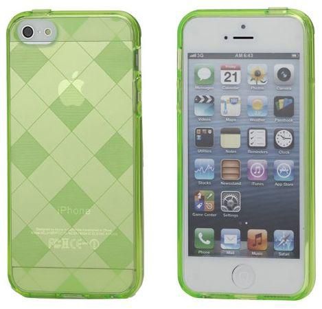 Checker Pattern Flexible TPU Gel Skin Case for iPhone 5 5s – Transparent Yellowgreen