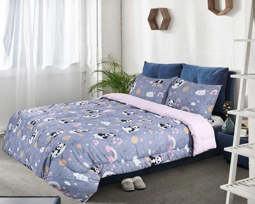 Line Sleep Double Face Printed Comforter - ( 220*180Cm) - Rose