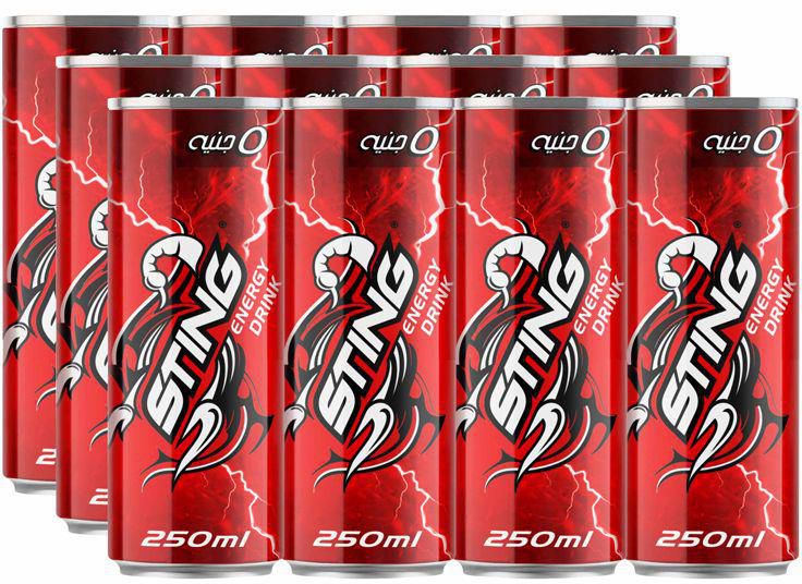 Sting Energy Drink with Strawberry Flavor, 12 Pieces - 250 ml