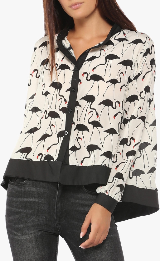 Off-White and Black Printed Shirt