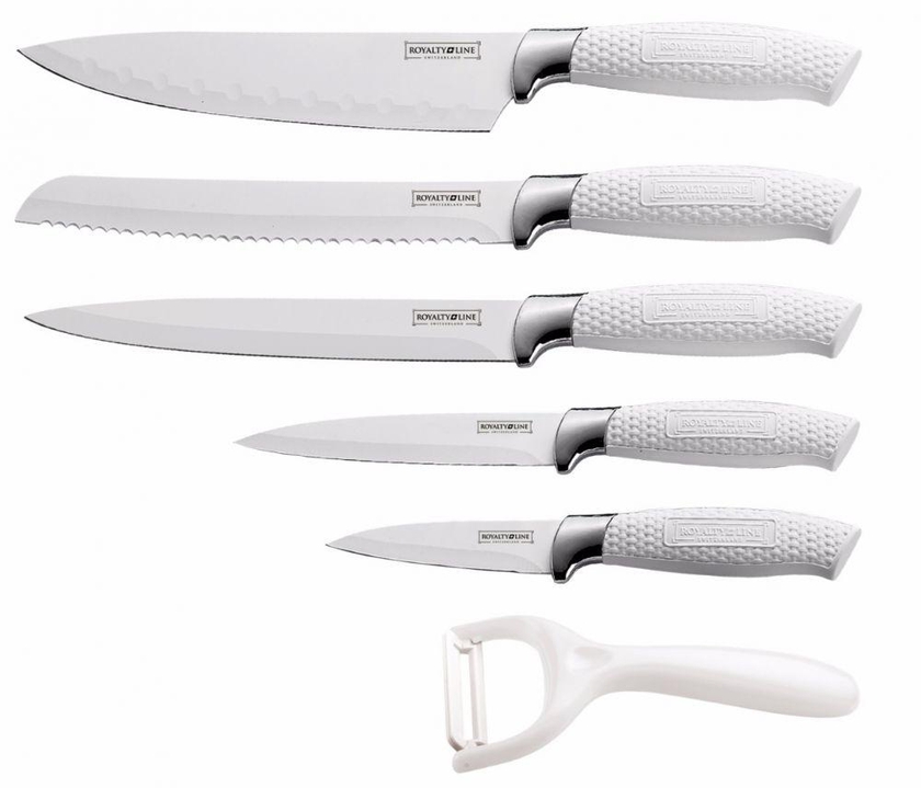 Royalty Line Non-Stick Coating Knife With Peeler - 5 Pcs - White