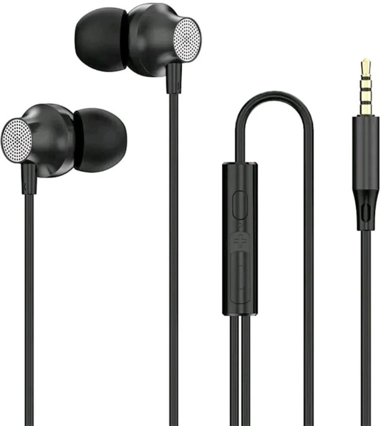 2023 New Black(Metal) Wired Earphones Running Sport Earphones 3.5mm Earbuds Noise isolating In-Ear Metal Subwoofer Earplugs With Mic For All Phones