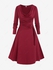 Plus Size Valentine Day Cowl Neck O-ring Ruched Long Sleeve Midi Dress - 4x | Us 26-28