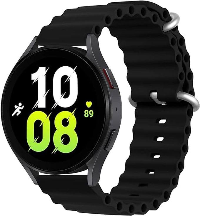 Ocean Silicone Band 22mm Compatible With Huawei Watch /GT2 / GT2 PRO / GT Runner / GT3 / GT3 Pro / GT4 / GT4 Pro / GT1 Size 46mm, By TenTech - Black