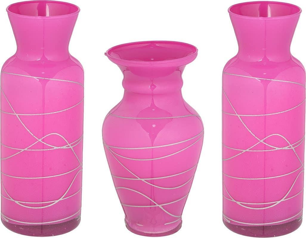 Get Glass vase set, 3 pieces - Fuchsia with best offers | Raneen.com