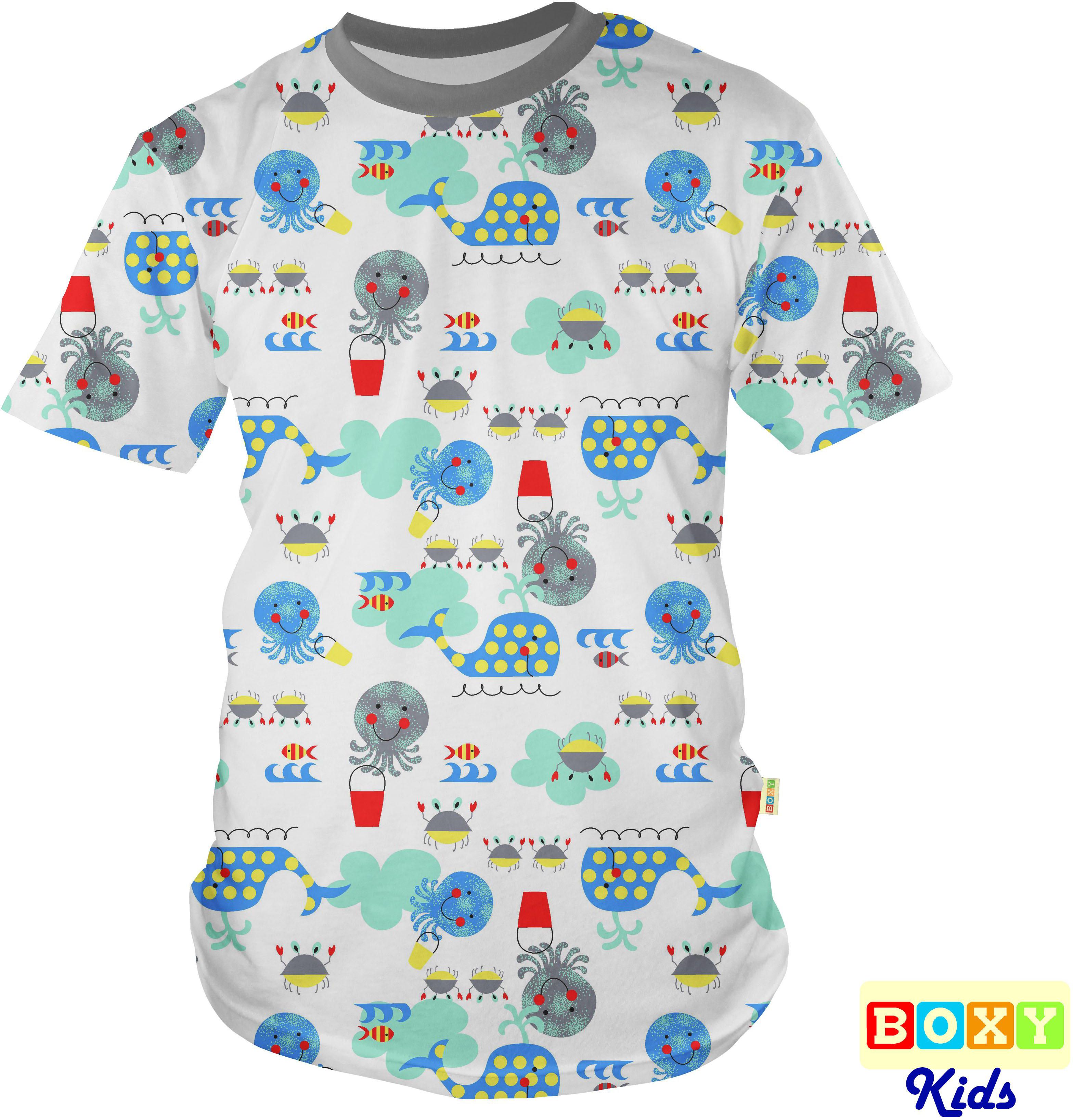 Kids Premium Graphic Cotton T Shirt - 4 Sizes (Melange/Under The Sea)