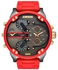 ساعة يد إسينشال دائرية الشكل بعقارب وسوار من الستانلس ستيل مقاس 57 مم - لون أحمر - طراز DZ7430 men