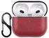 غطاء شحن لاسلكي متين من الجلد مقاوم للصدمات مع خطاف سلسلة مفاتيح لسماعات Apple AirPods 3 (أحمر)
