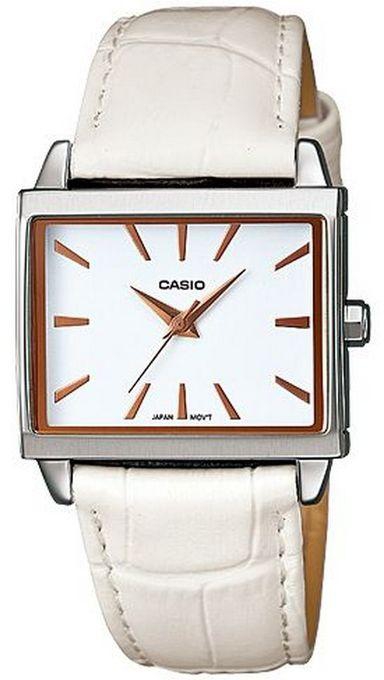 Casio LTP-1334L-7ADF Leather Watch - White/White-Rose Gold