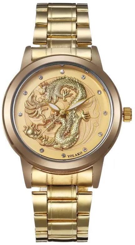 Luxury Fashion Chinese dragon pattern Men's Watch stainless steel Strap Quartz-watch Men Watches