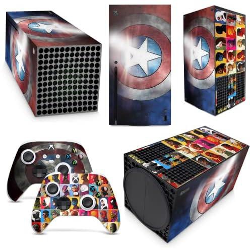 GNG Hero Shield Skins Compatible with Xbox Series Series X Console Decal Vinal Sticker + 2 Controller Set