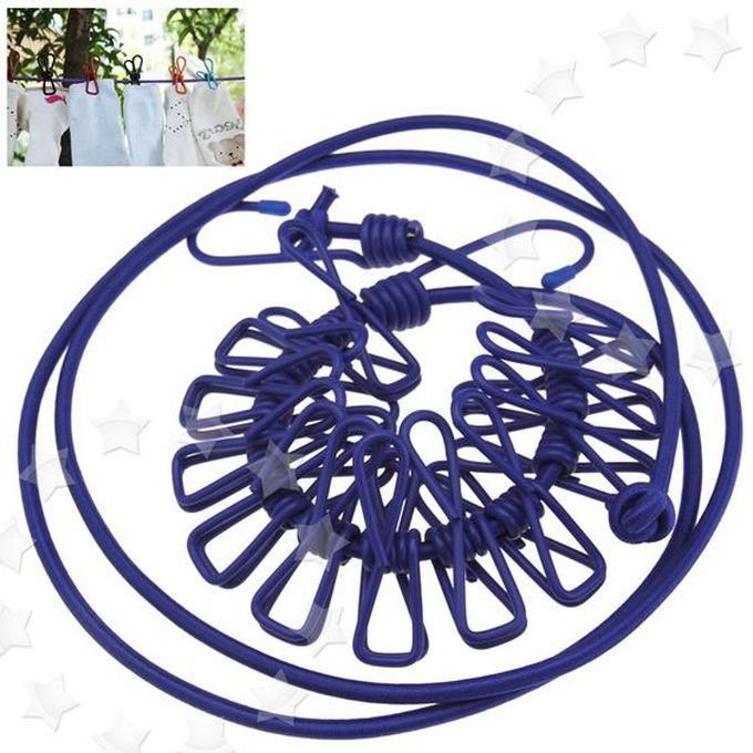 2 In 1 Clothes Line With Pegs Clips For Outdoors Camping Caravan Travel