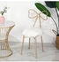 LINGWEI Makeup Chair Golden Backrest Dressing Metal Dining Chair Creative Girl Bedroom Butterfly Bow Tie Table With Soft White Wool Minimalist Style Exquisite Style Leisure Stool