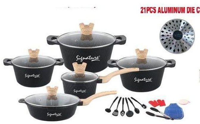 Signature 21 PCS quality Heavy Non-Stick Cooking Pot Sufuria & Cookware Set/cooking tools