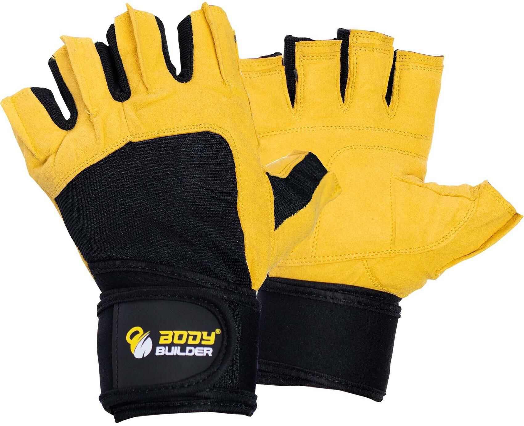 Body Builder Wrist Support Gloves Black/ Yellow L