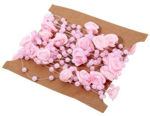 Generic 5 Meters Pearls DIY Art Rose Flower Wedding Party Decorative Crafts - Pink