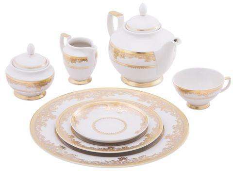 Sheffield Porcelain Tea Set & Cake Plates - 24 Pcs - White