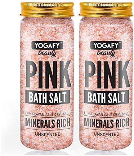 YOGAFY - Minerals Rich Himalayan Pink Bath Salt Crystal - Pack of 2 - For Body Spa, Relaxation and Pain Relief | 350g